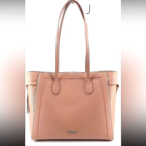 Kate Spade -NEW IN BOX-NewYork KNOTT Lrg.LEATHER TOTE in Pecan Beige. NWT. Wow! - Picture 1 of 12